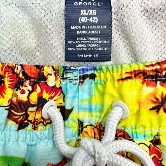 George Aqua Hawaiian Print Swim Trunks (XL/40-42) - Picture 7 of 7